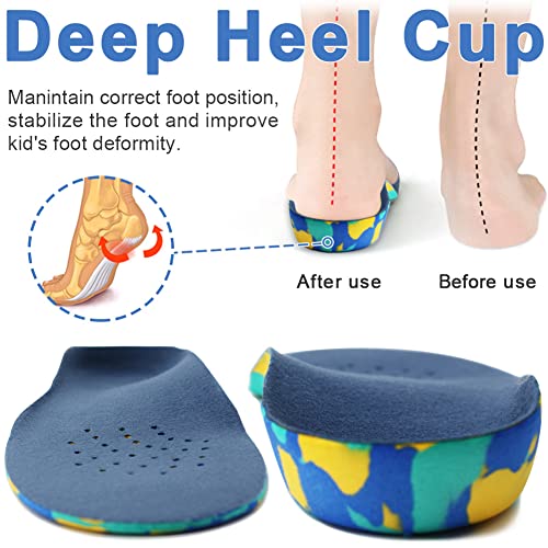 Ailaka Kids Orthotic Cushioning Arch Support Shoe Insoles, Children EVA Foam Inserts for Flat Feet, Plantar Fasciitis, Junior UK 2.5-4 / EU 35-37, Blue