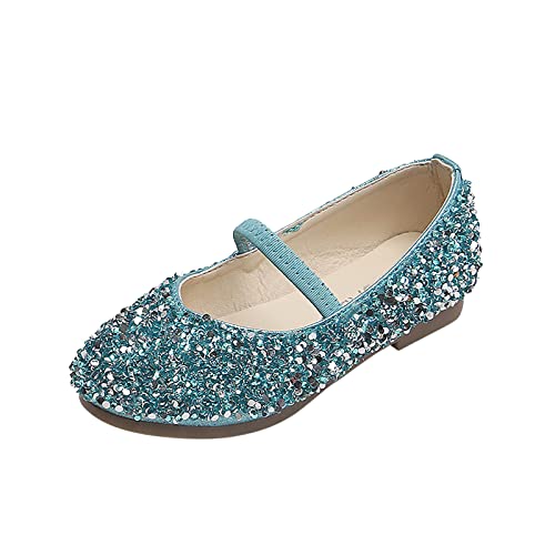 Toddler Girls Princess Dress Shoes Sequins Mary Jane Wedding Party Bridesmaids Low Heels Dance Birthday Sandals Special Occasion Shoes Ballet Flats Shoes UK Child 1-11 Years Blue