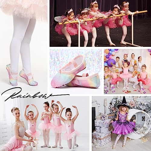 Ballet Shoes for Girls Glitter Ballet Dance Shoes Leather Dance Slippers Full Sole Ballet Dance Flats for Childrens Kids Toddler for Dance Performance Gymnastics Pink 7 Little Kid