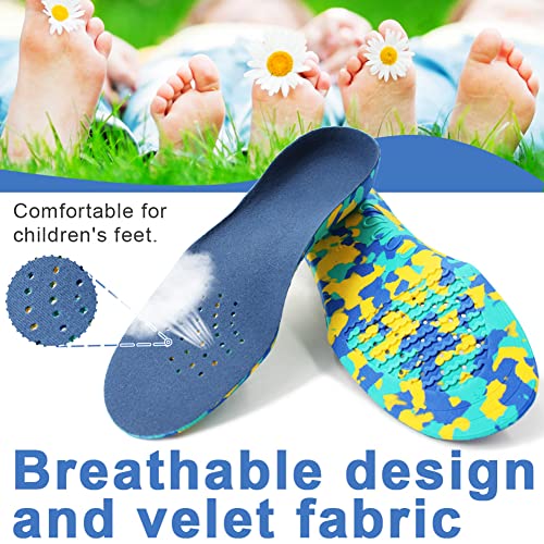 Ailaka Kids Orthotic Cushioning Arch Support Shoe Insoles, Children EVA Foam Inserts for Flat Feet, Plantar Fasciitis, Junior UK 2.5-4 / EU 35-37, Blue