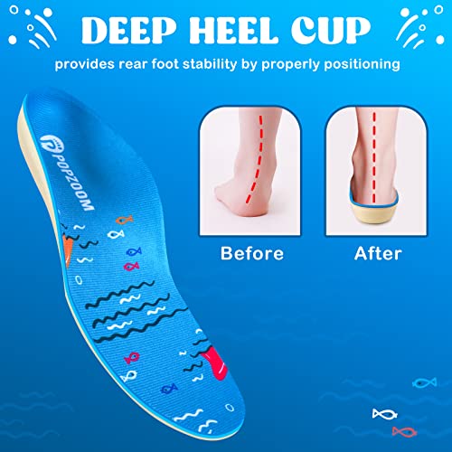 Kids Flat Feet Insoles - Kids Orthotic Arch Support Insoles for Plantar Fasciitis, Heel Pain, and Foot Pain - Children Insoles (Blue,4.5-6 UK)