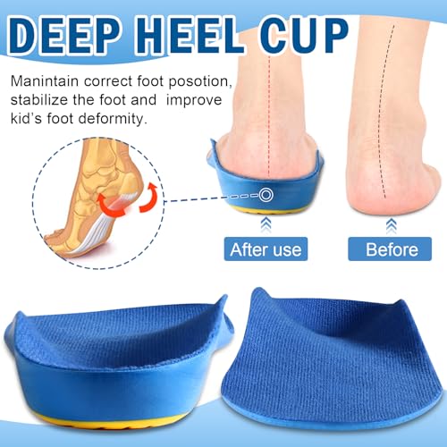 Ailaka Kids Orthotic Cushioning Arch Support Shoe Insoles, Children Pu Foam Inserts for Flat feet, Plantar Fasciitis, Feet Heel Pain Relief, Blue, 2-3.5 UK/EU 34-36 / CN 33-35