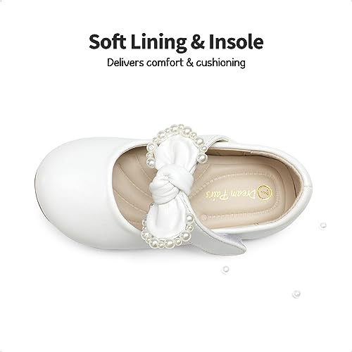 DREAM PAIRS Girl's Dress Shoes, Mary Jane Flats for Flower Girl Party School Wedding, Size 10 US/9 UK Child Toddler, White/Pu, SDFL229K