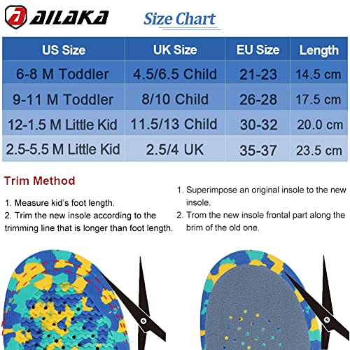 Ailaka Kids Orthotic Cushioning Arch Support Shoe Insoles, Children EVA Foam Inserts for Flat Feet, Plantar Fasciitis, Junior UK 2.5-4 / EU 35-37, Blue