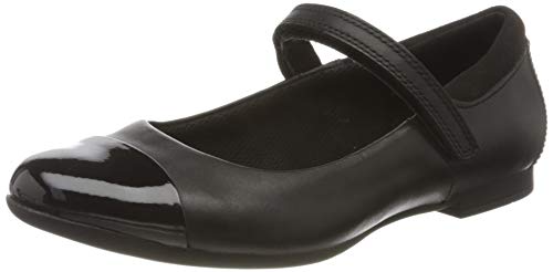 Clarks Girl's Scala Gem Ballet Flats, Black Leather, 5 UK