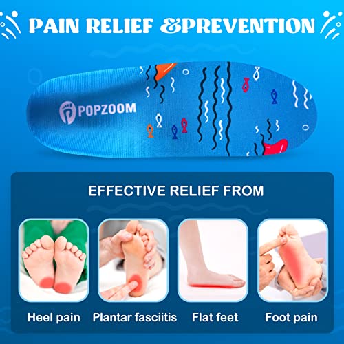 Kids Flat Feet Insoles - Kids Orthotic Arch Support Insoles for Plantar Fasciitis, Heel Pain, and Foot Pain - Children Insoles (Blue,4.5-6 UK)