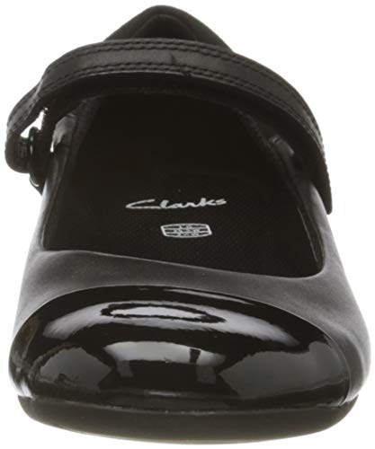 Clarks Girl's Scala Gem Ballet Flats, Black Leather, 5 UK