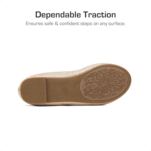 DREAM PAIRS Girls Dress Shoes Interchangeable Ankle Strap Flower Girl Ballet Flats (Little Kid/Big Kid),Sole-FINA-K,Gold/Glitter,13 UK Child/1 US Little Kid