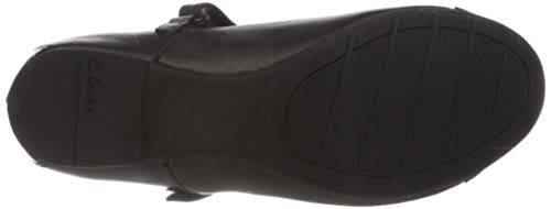 Clarks Girl's Scala Gem Ballet Flats, Black Leather, 5 UK