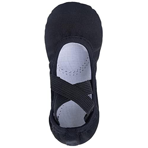 Tancefair Ballet Shoes for Girls Dance Shoes Canvas Ballet Flats Split Leather Sole Gymnastics Yoga Shoes for Toddlers Girls Women,Black,6.5 UK Child