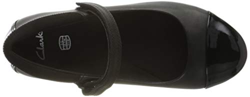 Clarks Girl's Scala Gem Ballet Flats, Black Leather, 5 UK