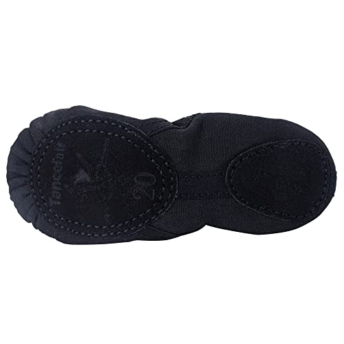 Tancefair Ballet Shoes for Girls Dance Shoes Canvas Ballet Flats Split Leather Sole Gymnastics Yoga Shoes for Toddlers Girls Women,Black,6.5 UK Child