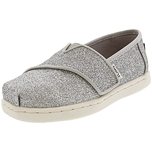 TOMS Girl's Tiny Alpargata Loafer Flat, Silver, 10 UK Child