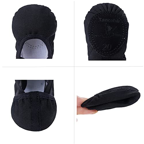 Tancefair Ballet Shoes for Girls Dance Shoes Canvas Ballet Flats Split Leather Sole Gymnastics Yoga Shoes for Toddlers Girls Women,Black,6.5 UK Child