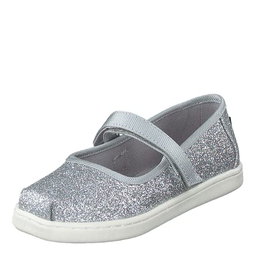 TOMS Girl's Mary Jane Flat, Silver, 1.5 UK Child