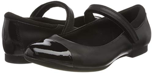 Clarks Girl's Scala Gem Ballet Flats, Black Leather, 5 UK