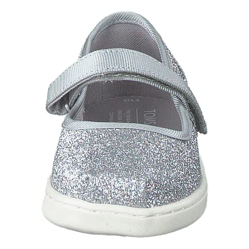 TOMS Girl's Mary Jane Flat, Silver, 1.5 UK Child