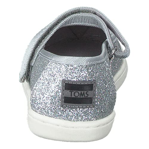 TOMS Girl's Mary Jane Flat, Silver, 1.5 UK Child