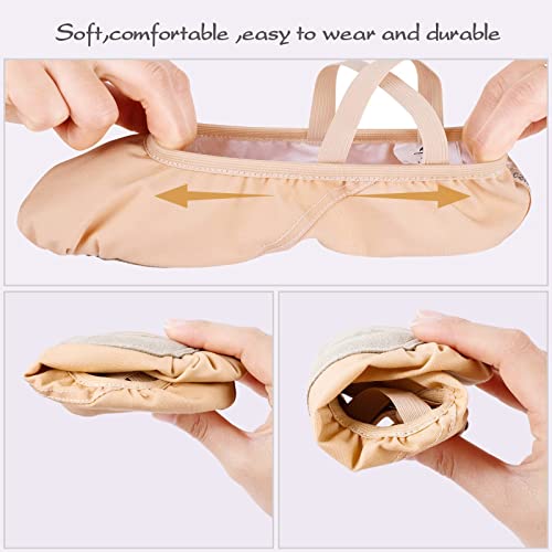 Girls Ballet Shoes Canvas Ballet Slipper Leather Split Sole Gymnastic Dance Flat Shoes for Women Children Adults Beige 5.5 UK