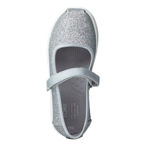 TOMS Girl's Mary Jane Flat, Silver, 1.5 UK Child