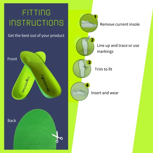 Shugenics Children’s Orthotic (M) Arch Support Full Length Firm EVA Insoles. Firm Inserts with Deep Heel Cup. Reduces Plantar Fasciitis, Pronation, Flat Feet, Severs Disease and Heel Pain