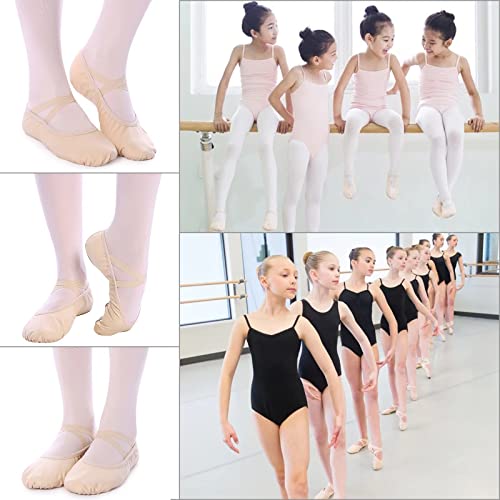 Girls Ballet Shoes Canvas Ballet Slipper Leather Split Sole Gymnastic Dance Flat Shoes for Women Children Adults Beige 5.5 UK