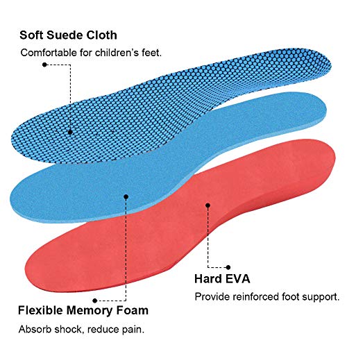Ailaka Kids Orthotic Arch Support Shoe Insoles, Children EVA Foam Cushioning Inserts for Flat feet, Plantar Fasciitis, Feet Heel Pain Relief, Blue, 2/4 UK