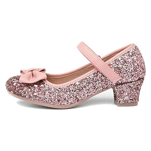 Lilley Sparkle Girls Pink Glitter Heeled Shoe - Size 12 Child UK - Pink