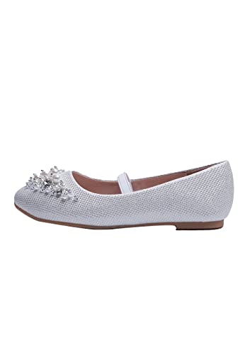 Girls Kids Childrens Flat Wedding Party Glitter Sparkly Bridesmaid Evening Occasion Comfort Strappy Dolly Dollie Ballet Ballerina Dress Shoes