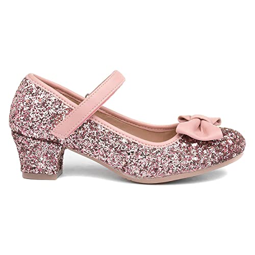 Lilley Sparkle Girls Pink Glitter Heeled Shoe - Size 12 Child UK - Pink