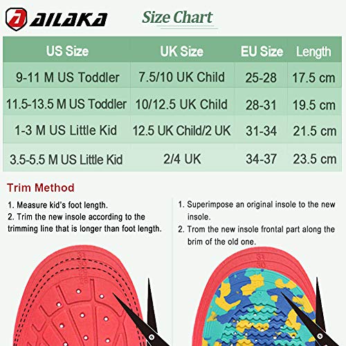 Ailaka Kids Orthotic Arch Support Shoe Insoles, Children EVA Foam Cushioning Inserts for Flat feet, Plantar Fasciitis, Feet Heel Pain Relief, Blue, 2/4 UK