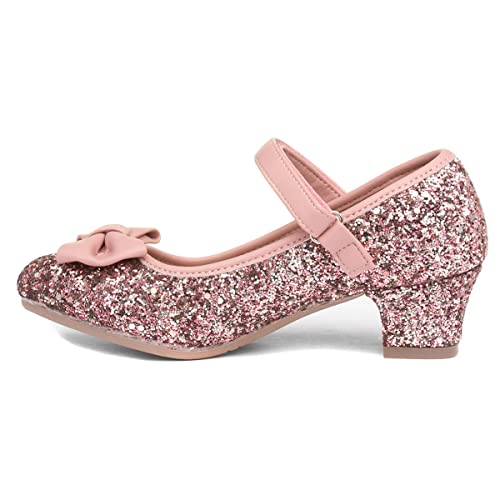 Lilley Sparkle Girls Pink Glitter Heeled Shoe - Size 12 Child UK - Pink
