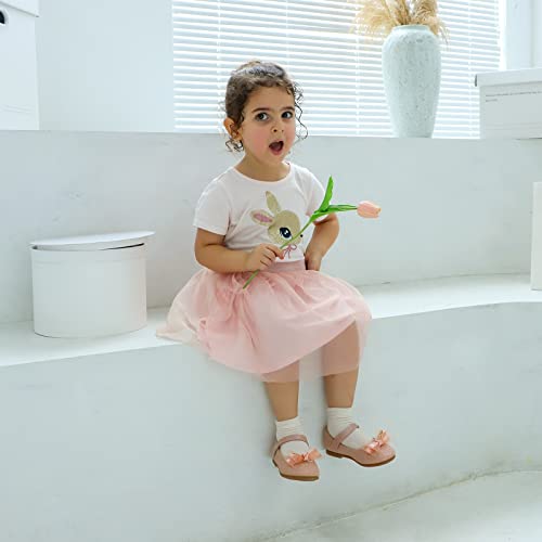 MK MATT KEELY Girls Party Wedding Shoes Mary Jane Ballet Dress Flat with Bow for 2-7 Years Toddlers Kids Pink,9.5 UK Child