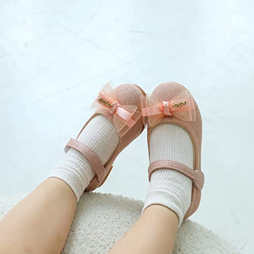 MK MATT KEELY Girls Party Wedding Shoes Mary Jane Ballet Dress Flat with Bow for 2-7 Years Toddlers Kids Pink,9.5 UK Child