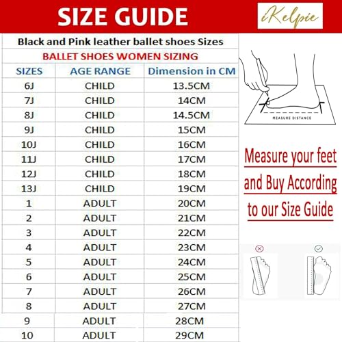Black Ballet Shoes for Girls Leather Ballet Flats Sole Canvas Pointe Dance Yoga Gymnastics Slippers for Girls Toddlers Women & Adults 5 UK