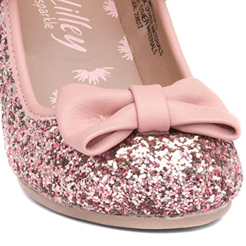 Lilley Sparkle Girls Pink Glitter Heeled Shoe - Size 12 Child UK - Pink