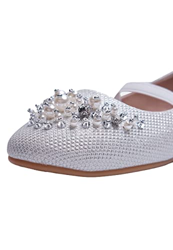 Girls Kids Childrens Flat Wedding Party Glitter Sparkly Bridesmaid Evening Occasion Comfort Strappy Dolly Dollie Ballet Ballerina Dress Shoes