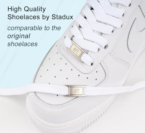 Stadux Flat Trainers Shoelaces, Shoe Laces replacement for Athletic Running Sneakers Shoes Boot Strings (80cm, White)
