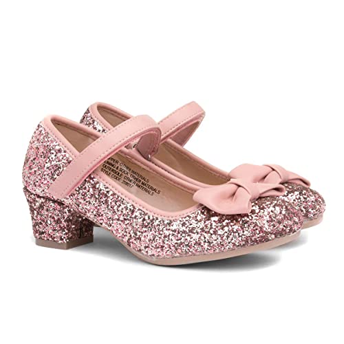Lilley Sparkle Girls Pink Glitter Heeled Shoe - Size 12 Child UK - Pink