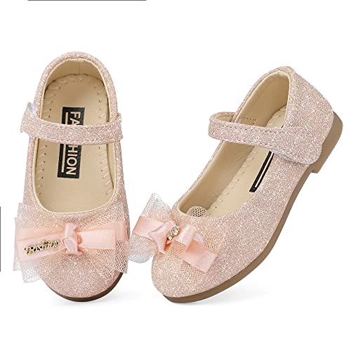 MK MATT KEELY Girls Party Wedding Shoes Mary Jane Ballet Dress Flat with Bow for 2-7 Years Toddlers Kids Pink,9.5 UK Child