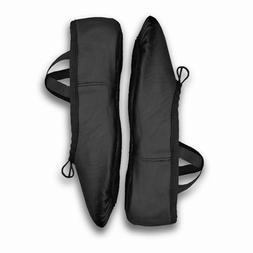 Black Ballet Shoes for Girls Leather Ballet Flats Sole Canvas Pointe Dance Yoga Gymnastics Slippers for Girls Toddlers Women & Adults 5 UK