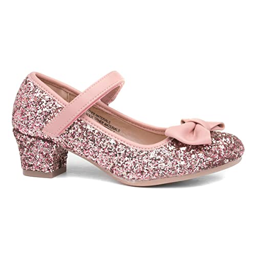 Lilley Sparkle Girls Pink Glitter Heeled Shoe - Size 12 Child UK - Pink