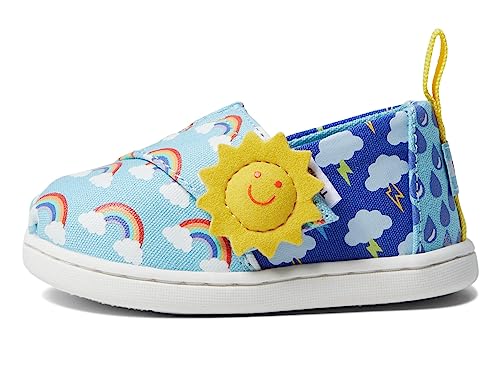 TOMS Boy's Girl's Classic Alpargata Loafer Flat, Blue Glow-in-Dark Sunny Weather, 8 UK Child