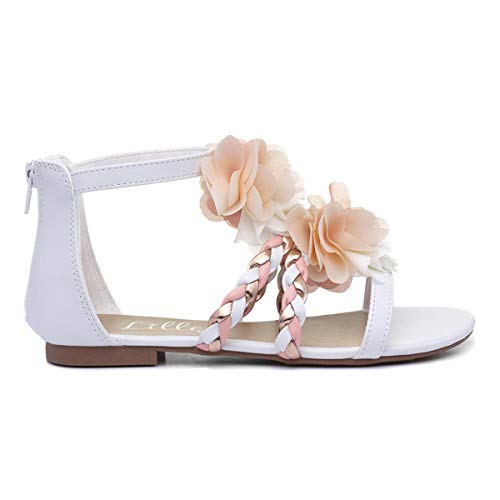 Lilley Girls Floral Flat Sandal in White - Size 12 Child UK - White