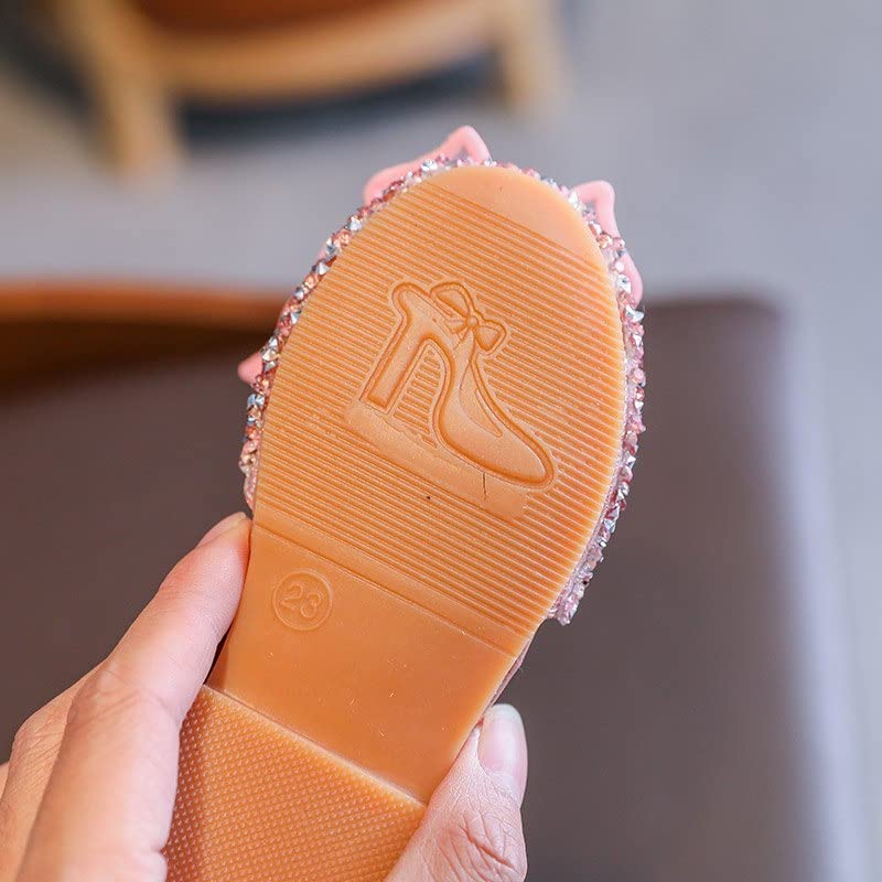 Toddler Girls Princess Dress Shoes Sequins Butterfly Mary Jane Wedding Party Bridesmaids Low Heels Dance Birthday Sandals Special Occasion Shoes Ballet Flats Shoes for Children Pink