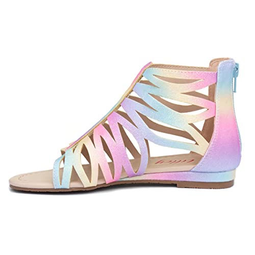 Lilley Girls Rainbow Glitter Zip Up Sandals - Size 13 Child UK - Multicolour