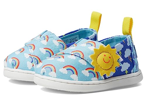 TOMS Boy's Girl's Classic Alpargata Loafer Flat, Blue Glow-in-Dark Sunny Weather, 8 UK Child