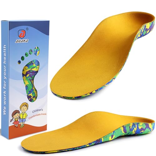 Ailaka Kids Orthotic Arch Support Insoles, Toddler Flat Foot EVA Cushioning Athletic Inserts, Children Shoe Inserts for Plantar Fasciitis, Feet Heel Pain Relief