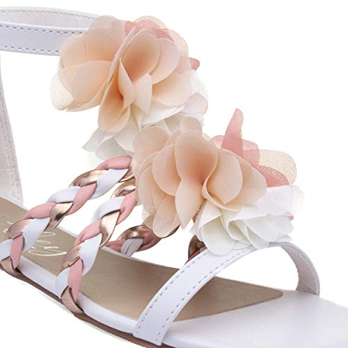 Lilley Girls Floral Flat Sandal in White - Size 12 Child UK - White