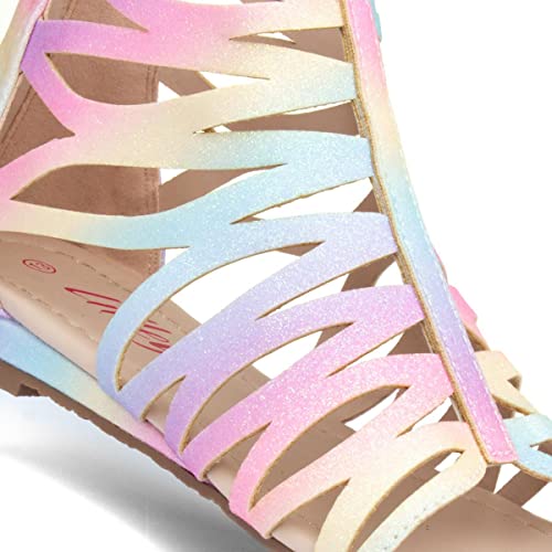 Lilley Girls Rainbow Glitter Zip Up Sandals - Size 13 Child UK - Multicolour